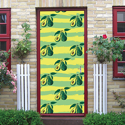 

2pcs Self-adhesive Creative Fresh Papaya Door Stickers Living Room Diy Decorative Home Waterproof Wall Stickers