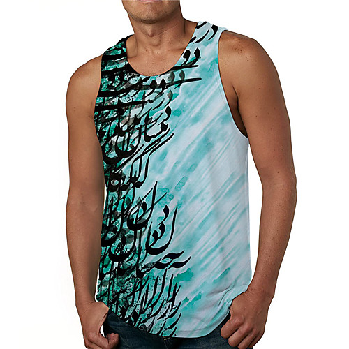 

Men's Tank Top Undershirt 3D Print Symbol Graphic Prints Print Sleeveless Daily Tops Casual Designer Big and Tall Blue