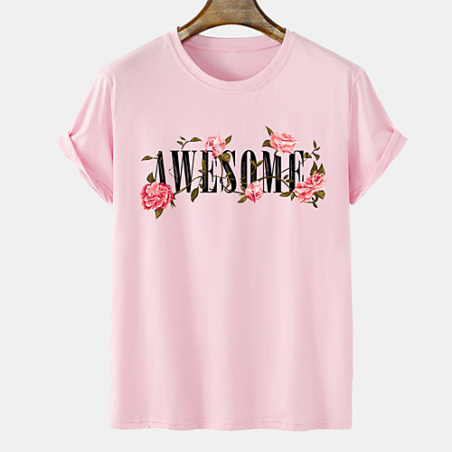 

Men's Unisex Tee T shirt Hot Stamping Graphic Prints Rose Letter Plus Size Short Sleeve Casual Tops Cotton Basic Designer Big and Tall Blue Blushing Pink Orange