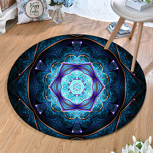 

Round 5mm Area Rugs Machine Made Polyster Non Skid Modern 3D