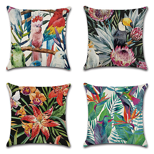 

Tropical Double Side Cushion Cover 4PC Soft Decorative Square Throw Pillow Cover Cushion Case Pillowcase for Bedroom Livingroom Superior Quality Machine Washable Outdoor Cushion for Sofa Couch Bed Chair Green Yellow