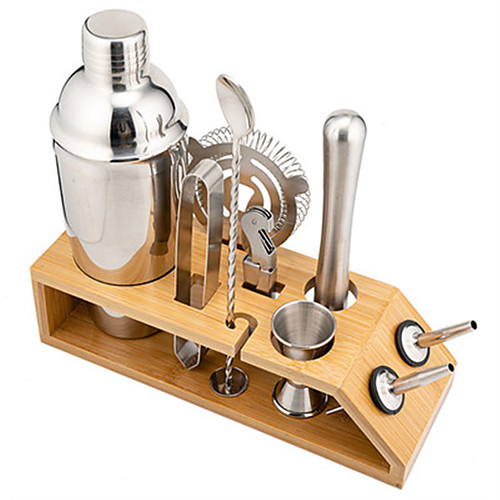 

Cocktail Shaker Set Bartender Kit-10-Piece Premium Stainless Steel Martini Shaker Set with Bamboo Stand Includes 550ml 750ml Shaker