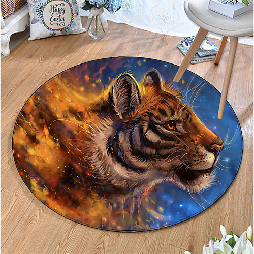 

Round 5mm Area Rugs Machine Made Polyster Non Skid Modern 3D