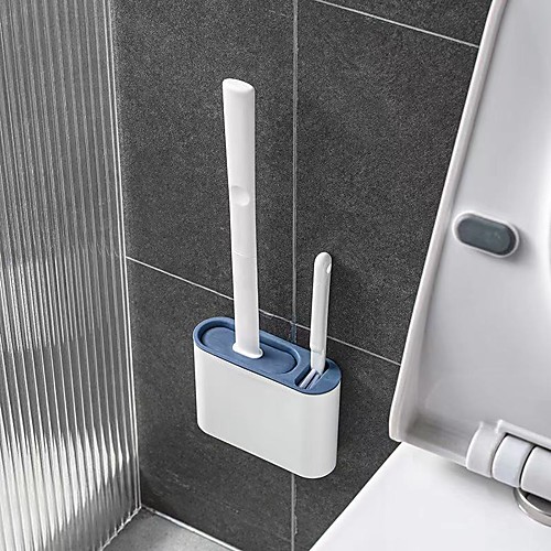 

Toilet Brush Silicone Toilet Brush with Holder for Cleaning with Household Gloves Cleaning Cloth Wall Hook