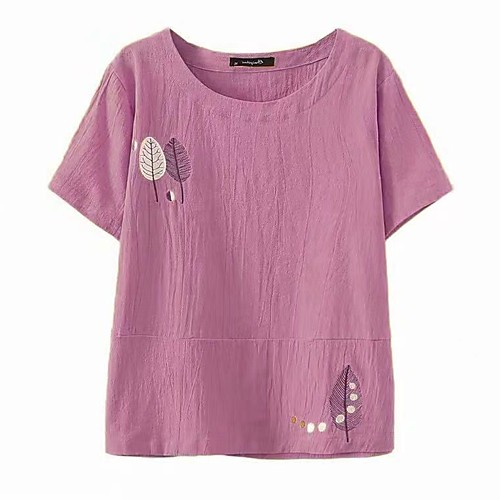 

Women's Plus Size Tops Blouse Shirt Pattern Short Sleeve U Neck Blue Purple Yellow Big Size L XL XXL 3XL 4XL
