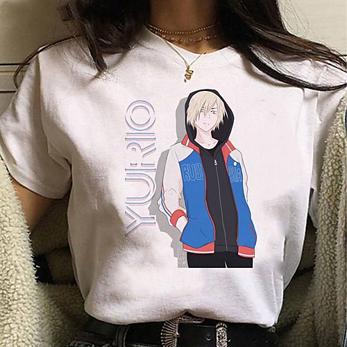 

Inspired by Yuri on Ice Cosplay Anime Cartoon Polyester / Cotton Blend Print Harajuku Graphic Kawaii T-shirt For Women's / Men's