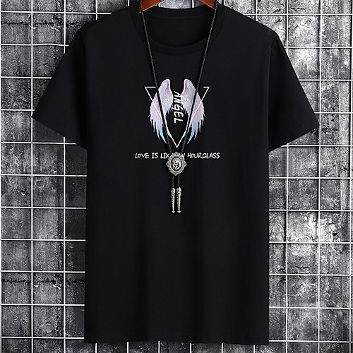 

Men's Unisex Tee T shirt Hot Stamping Graphic Prints Feather Plus Size Zero two Print Short Sleeve Casual Tops Cotton Basic Designer Big and Tall White Black Gray