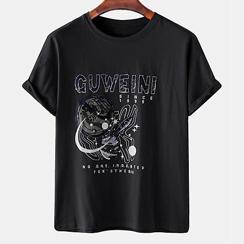 

Men's Unisex Tee T shirt Hot Stamping Graphic Prints Letter Plus Size Print Short Sleeve Casual Tops Cotton Basic Designer Big and Tall Black