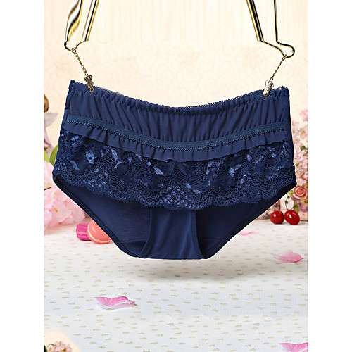 

Women's Lace Brief Micro-elastic Mid Waist 1 PC Blushing Pink One-Size