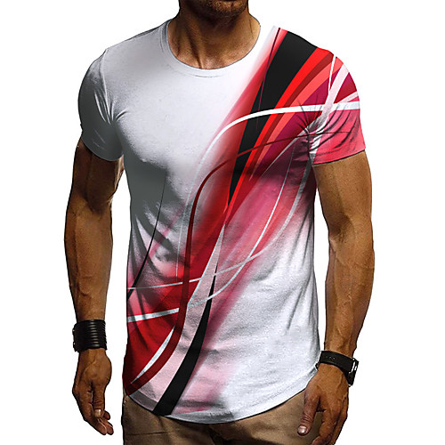 

Men's Tee T shirt Shirt 3D Print Graphic Streamer Plus Size Short Sleeve Casual Tops Basic Designer Slim Fit Big and Tall Blue Red Black