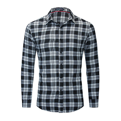 

Men's Shirt Lattice Button-Down Long Sleeve Casual Tops 100% Cotton Lightweight Casual Fashion Breathable Black