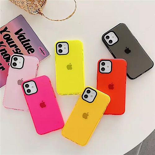 

Luxury Bumper Neon Fluorescent Phone Case For iPhone 12 Pro Max 11 Pro Max XR X XS MAX 7 8 Plus SE Mini Transparent Soft TPU Back Cover