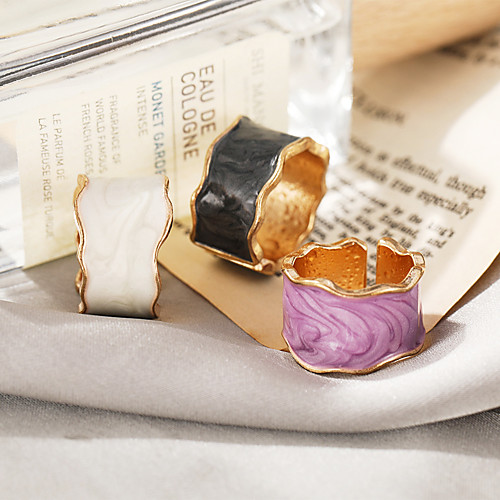 

Open Cuff Ring Retro Purple White Black Alloy Stylish Simple Punk 1pc 6