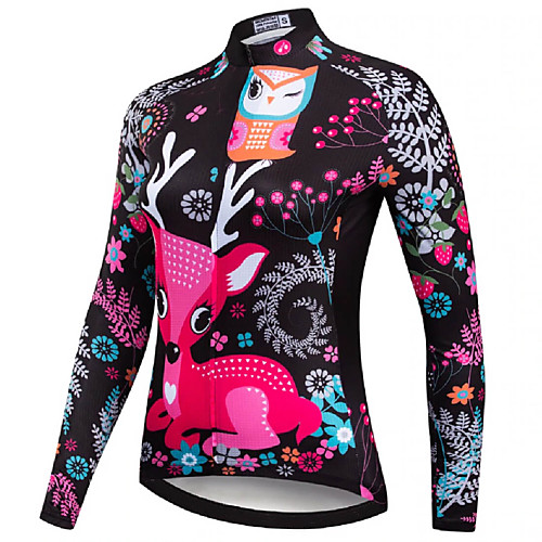 

21Grams Women's Long Sleeve Cycling Jersey Summer Spandex Polyester Black / Red Floral Botanical Animal Bike Jersey Top Mountain Bike MTB Road Bike Cycling Quick Dry Moisture Wicking Breathable Sports
