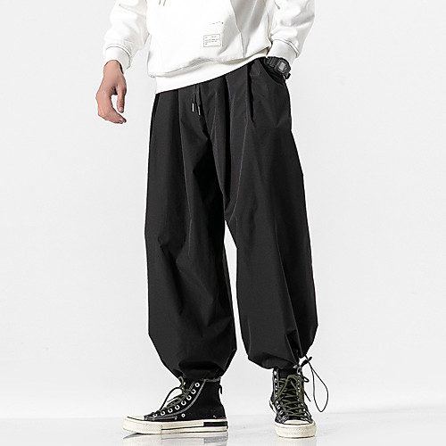 

Men's Stylish Sporty Casual / Sporty Streetwear Comfort Daily Sports Culottes Wide Leg Jogger Pants Trousers Pants Solid Color Full Length Wide Leg Drawstring Elastic Drawstring Design Black Grey