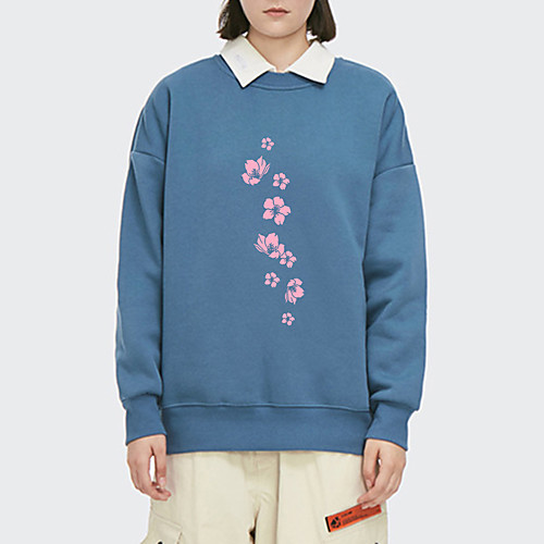 

Women's Pullover Sweatshirt Floral Print Daily Other Prints Basic Hoodies Sweatshirts Loose Blue Blushing Pink White