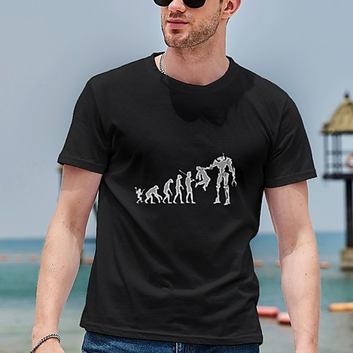 

Men's Tee T shirt Hot Stamping Cartoon Graphic Prints Plus Size Print Short Sleeve Casual Tops Cotton Basic Designer Big and Tall Black