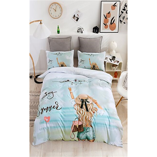 

3-Piece Duvet Cover Set Hotel Bedding Sets Comforter Cover with Soft Lightweight Microfiber Include 1 Duvet Cover 2 Pillowcases for Double/Queen/King(1 Pillowcase for Twin/Single)