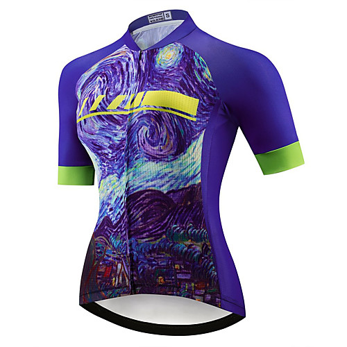 

21Grams Women's Short Sleeve Cycling Jersey Summer Spandex Purple Galaxy Bike Top Mountain Bike MTB Road Bike Cycling Sports Clothing Apparel / Stretchy / Athleisure