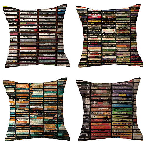 

Vintage Double Side Cushion Cover 4PC Soft Decorative Square Throw Pillow Cover Cushion Case Pillowcase for Bedroom Livingroom Superior Quality Machine Washable Outdoor Cushion for Sofa Couch Bed Chair