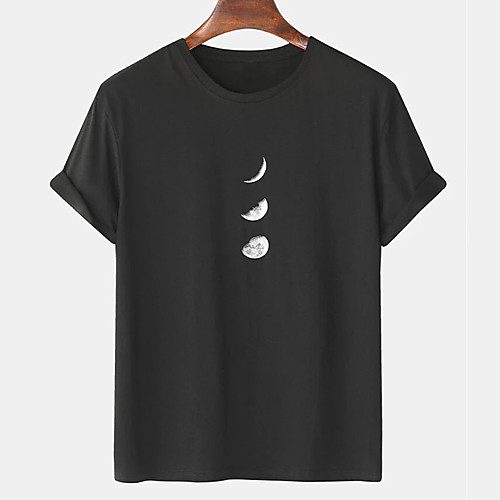 

Men's Unisex Tee T shirt Hot Stamping Graphic Prints Moon Plus Size Print Short Sleeve Casual Tops Cotton Basic Designer Big and Tall White Black