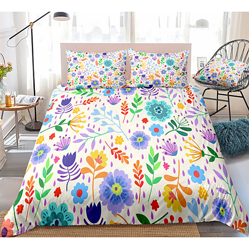 

Duvet Cover Sets 3 Piece Rayon / Polyester 3D Rainbow Reactive Print Bohemian Style