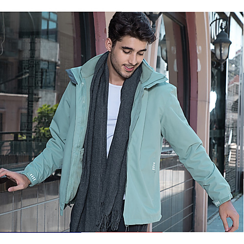 

Men's Jacket Sport Spring & Fall Winter Regular Coat Stand Collar Slim Windproof Removable Sporty Jacket Long Sleeve Other Prints Solid Colored Patchwork Light gray Black