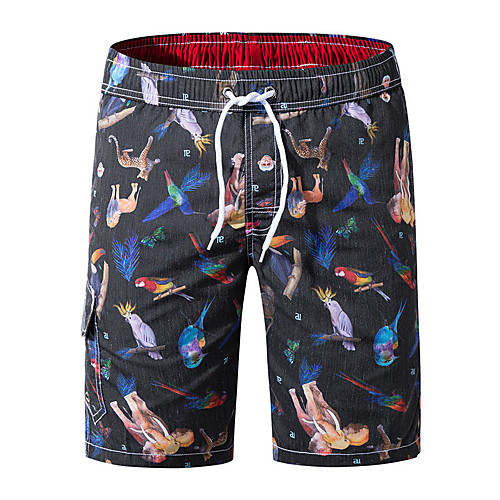 

Men's Sporty Casual / Sporty Breathable Soft Holiday Beach Shorts Swim Trucks Pants Bird Short Drawstring Elastic Waist Blue Black Orange