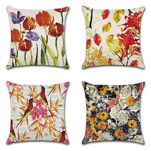 

Floral Double Side Cushion Cover 4PC Soft Decorative Square Throw Pillow Cover Cushion Case Pillowcase for Bedroom Livingroom Superior Quality Machine Washable Outdoor Cushion for Sofa Couch Bed Chair