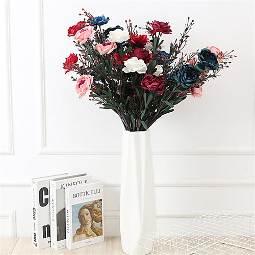 

78cm 3 Flower Head Retro Style Simulation Flowers Autumn Color Rose Peony Living Room Decoration