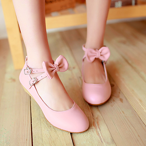 

Women's Heels Wedge Heel Round Toe PU Synthetics White Pink Beige