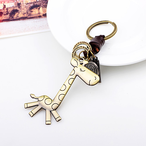 

leather keychain cute giraffe alloy retro small gift keychain