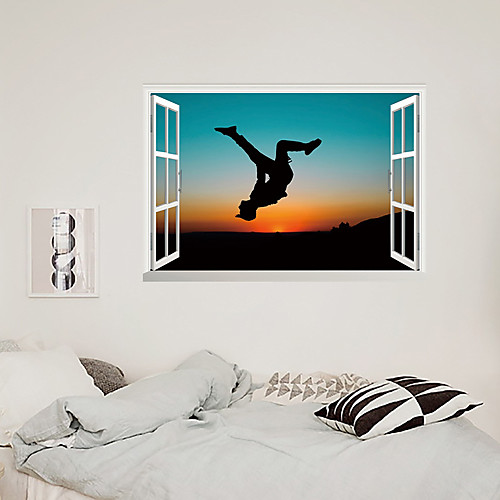 

3D False Window Under Sunset Hip-hop Home Children's Room Background Decoration Can Be Removed Stickers