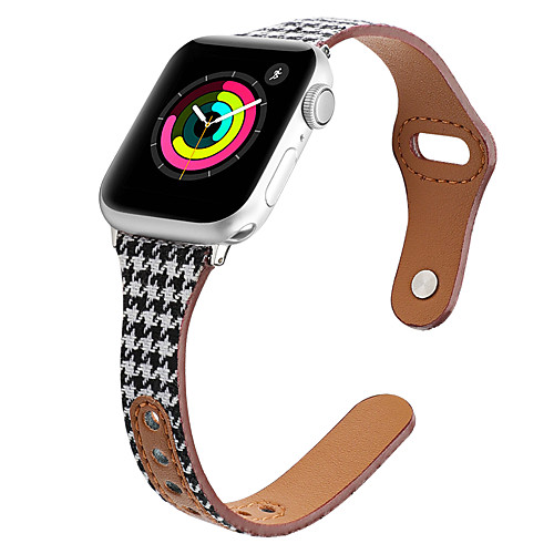

Smart Watch Band for Apple iWatch 1 pcs Business Band Genuine Leather Canvas Replacement Wrist Strap for Apple Watch Series SE / 6/5/4/3/2/1