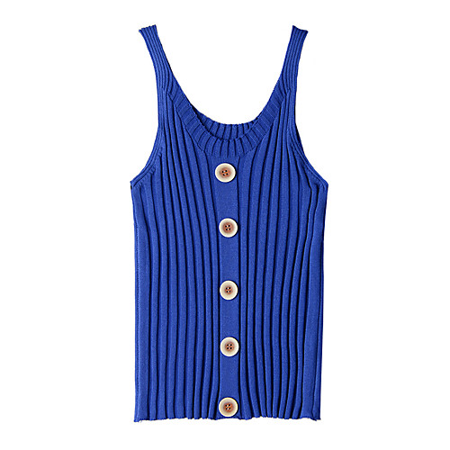 

Women's Solid Color Vest Cotton Sleeveless Sweater Cardigans U Neck Cai Lan White Black