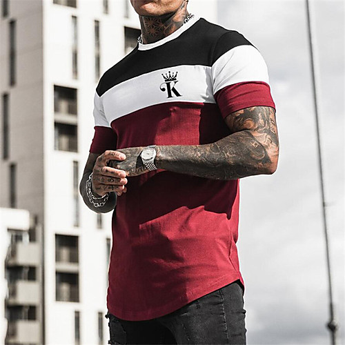 

Men's Tee T shirt Shirt Graphic Poker Plus Size Short Sleeve Casual Tops Basic Designer Slim Fit Big and Tall Blue Red Blushing Pink