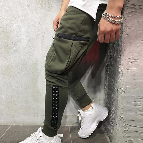 

Men's Stylish Sporty Casual / Sporty Streetwear Breathable Soft Daily Sports Jogger Pants Pants Solid Color Full Length Drawstring Elastic Waist Black Green Gray