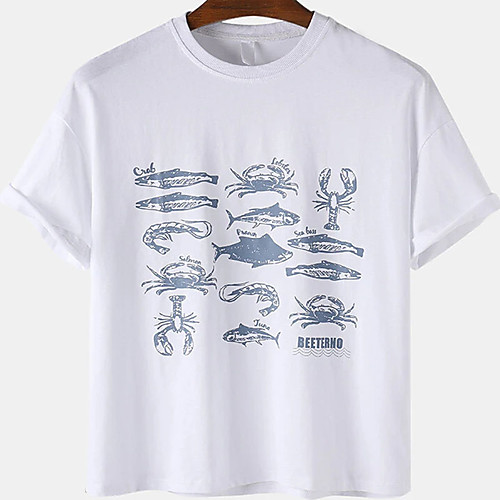 

Men's Unisex Tee T shirt Hot Stamping Animal Plus Size Print Short Sleeve Casual Tops Cotton Basic Designer Big and Tall White Black