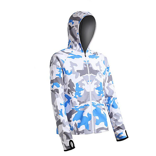 

CAWANFLY Men's Hoodie Jacket Fishing Jacket Outdoor Long Sleeve UPF50 Quick Dry Waterproof Zipper Lightweight Breathable Jacket Top Autumn / Fall Spring Athleisure Fishing Camping & Hiking Blue and