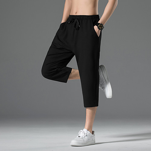 

Men's Simple Athleisure Cycling Quick Dry Moisture Wicking Lightweight Breathable Soft Outdoor Sports Casual Sports Chinos Capri shorts Pants Simple Solid Color Calf-Length Sporty Drawstring Pocket
