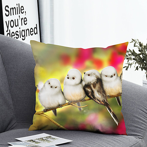 

1 Pc Polyester Pillow Cover Animal Birds Geometric 3D Simple Square Zipper Traditional Classic