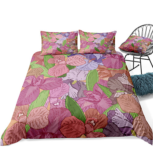 

Duvet Cover Sets 3 Piece Rayon / Polyester 3D Rainbow Reactive Print Bohemian Style