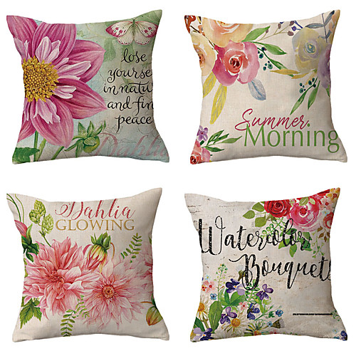 

Vintage Double Side Cushion Cover 4PC Soft Throw Pillow Cover Cushion Case Pillowcase for Bedroom Livingroom Superior Quality Machine Washable Outdoor Cushion for Sofa Couch Bed Chair