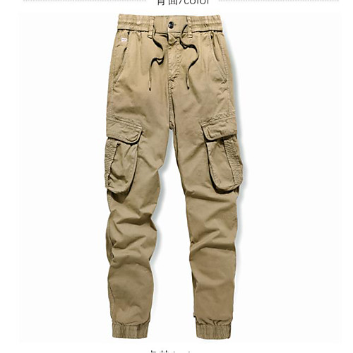 

Men's Cargo Pants Pants Solid Colored Full Length Black Grey Khaki