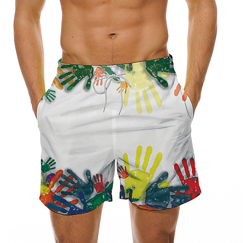 

Men's Casual Designer Quick Dry Breathable Beach Swimming Pool Bermuda shorts Board Shorts Pants Rainbow Abstract Graphic Prints Short 3D Print Drawstring Elastic Waist White / Summer / Elasticity