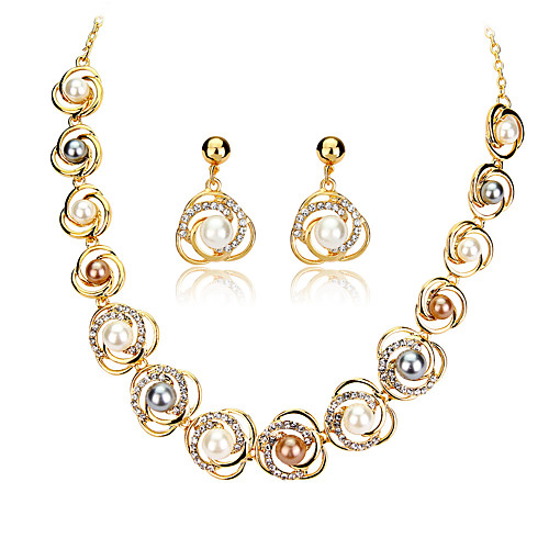

18k accessories jewelry set saturn ring alloy pearl necklace jewelry