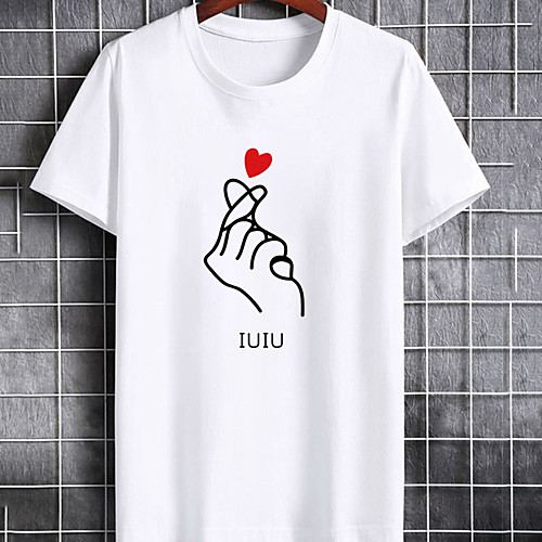 

Men's Unisex Tee T shirt Hot Stamping Graphic Prints Hand Letter Plus Size Print Short Sleeve Casual Tops Cotton Basic Fashion Designer Big and Tall White Black Dark Gray