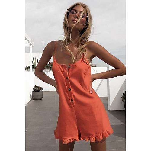 

Women's Strap Dress Short Mini Dress Orange White Black Sleeveless Solid Color Spring Summer Casual 2021 S M L XL