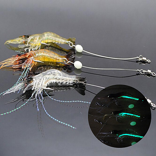 

3 pcs Fishing Lures Soft Bait Craws / Shrimp Luminous Night Glowing Bass Trout Pike Sea Fishing Freshwater Fishing Lure Fishing