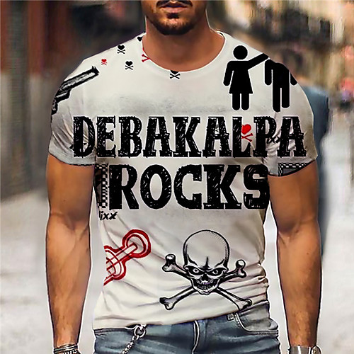 

Men's Tee T shirt Shirt 3D Print Graphic Prints Letter Print Short Sleeve Daily Tops Casual Designer Big and Tall White